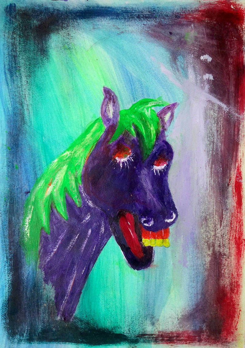 lachender-gaul_acryl gaulunst - acryl auf papier